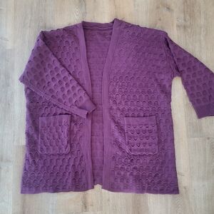 BloomChic Plum Textured Cardigan